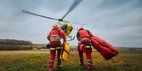 first responders with helicopter