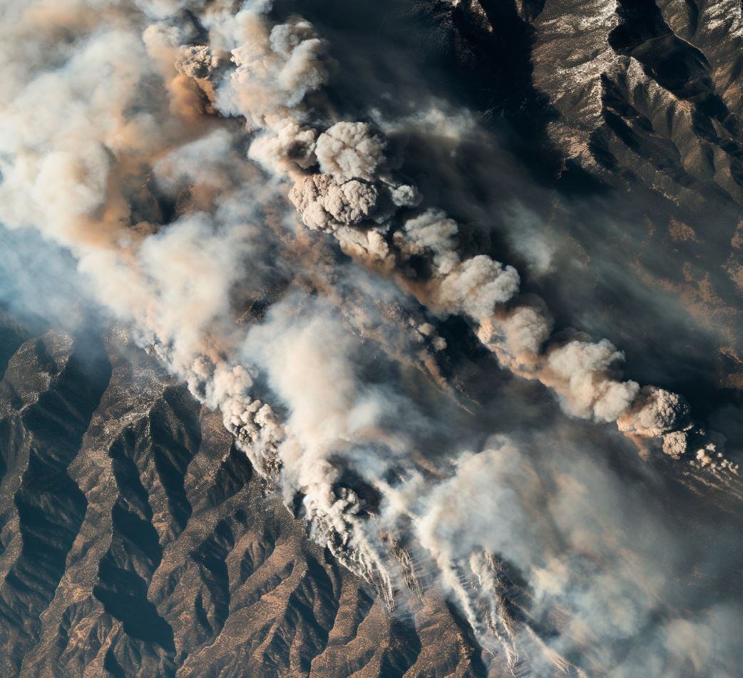 smoking mountain view from above